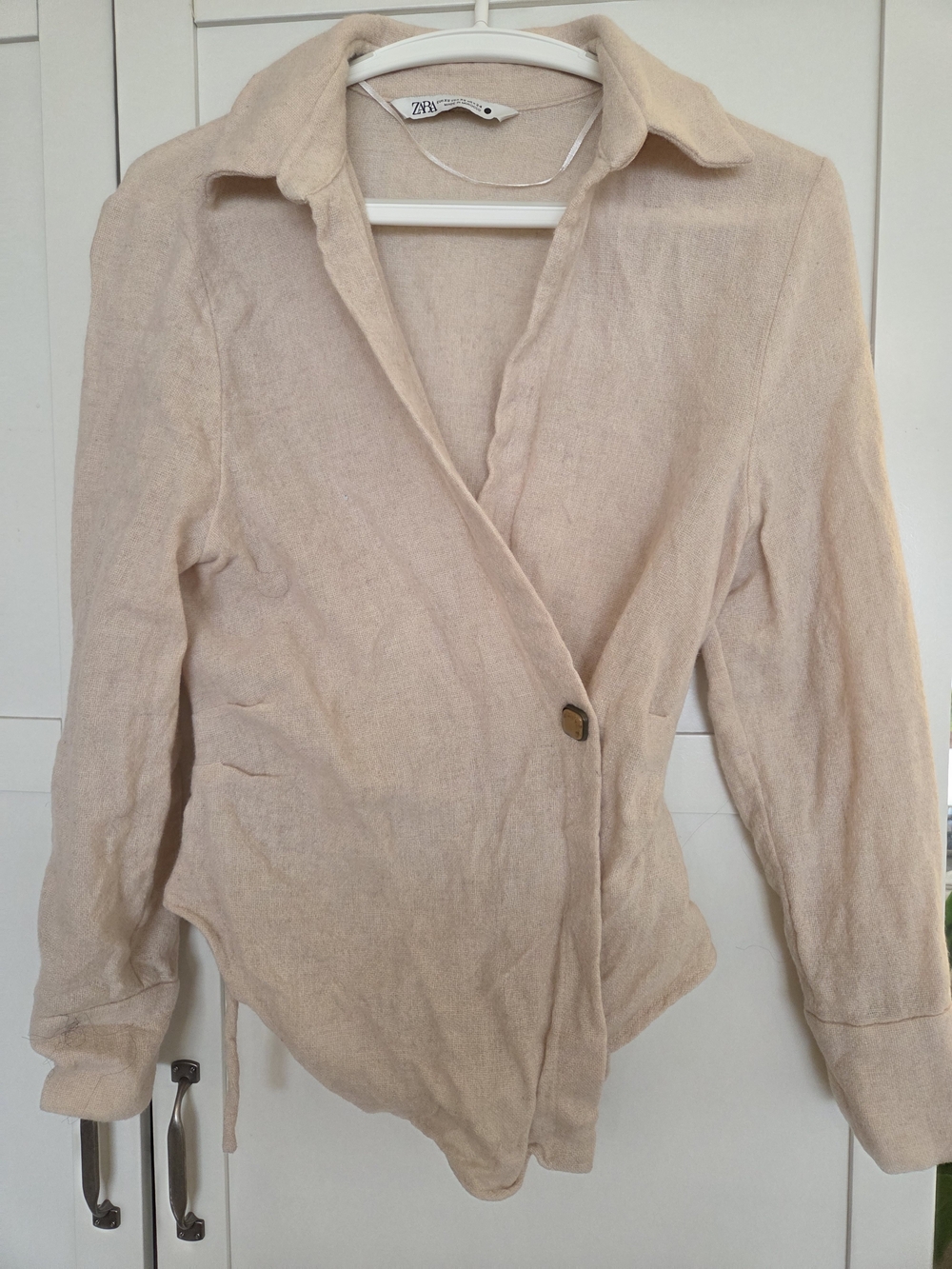Zara Soft Light Pink Wrap Blazer Jacket